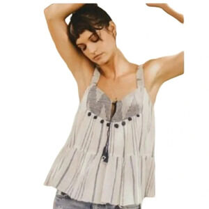 Saylor Carina Stripped Tassel Cotton Top